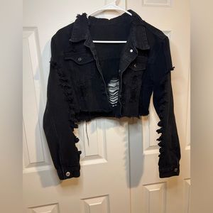 Black ripped jean jacket